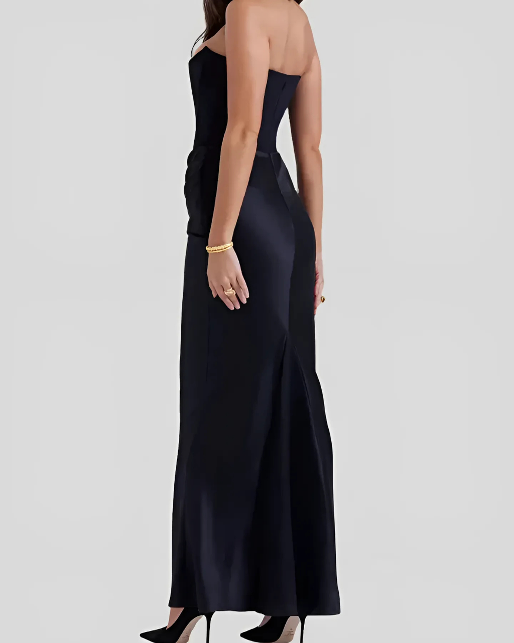 Women's Formal Evening Strapless Draped Maxi Gown