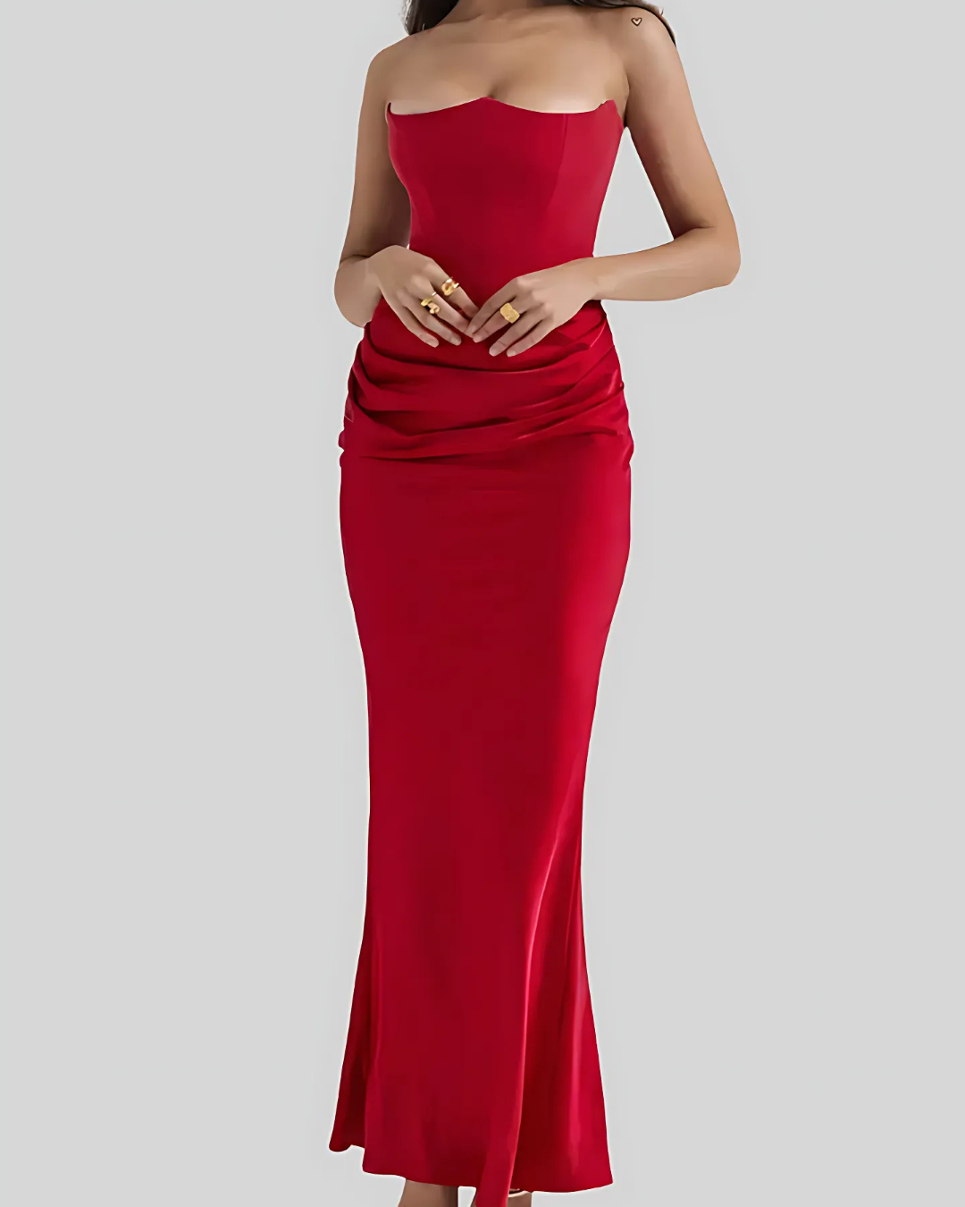 Women's Formal Evening Strapless Draped Maxi Gown