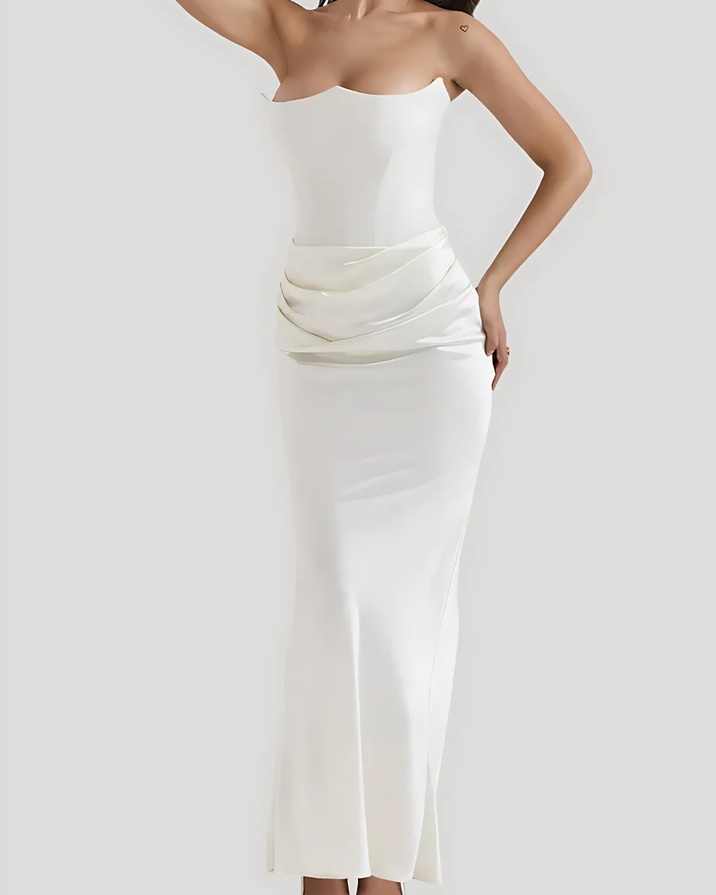 Women's Formal Evening Strapless Draped Maxi Gown