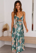 Women's Spaghetti Strap Floral Wedding Guest Maxi Dress