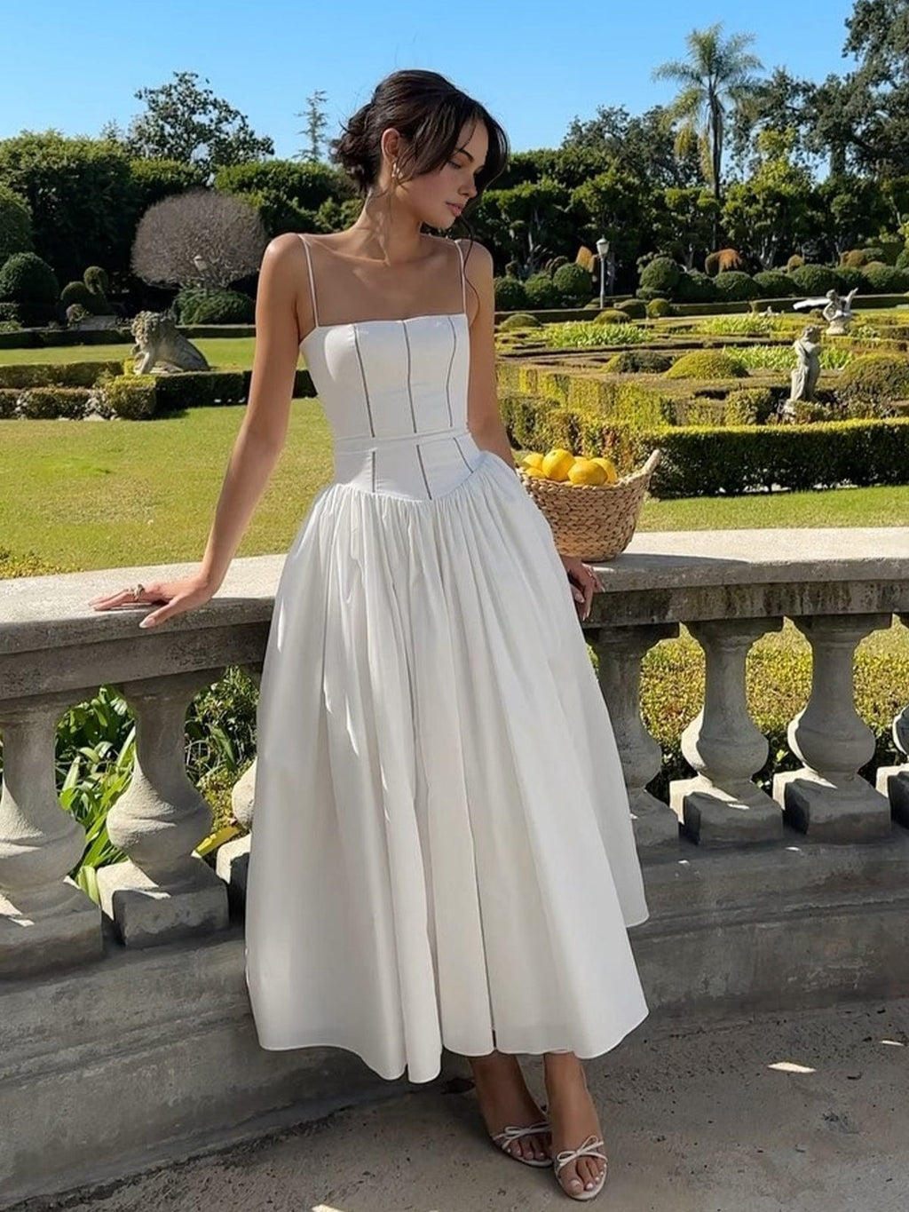 Women's Wedding Guest A-Line Corset-Style Midi Dress