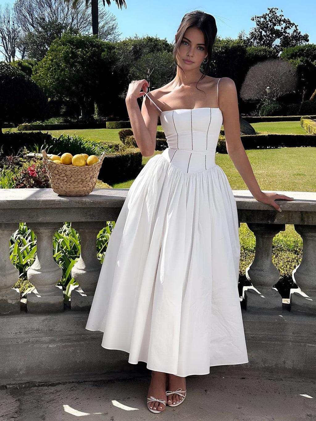 Women's Wedding Guest A-Line Corset-Style Midi Dress
