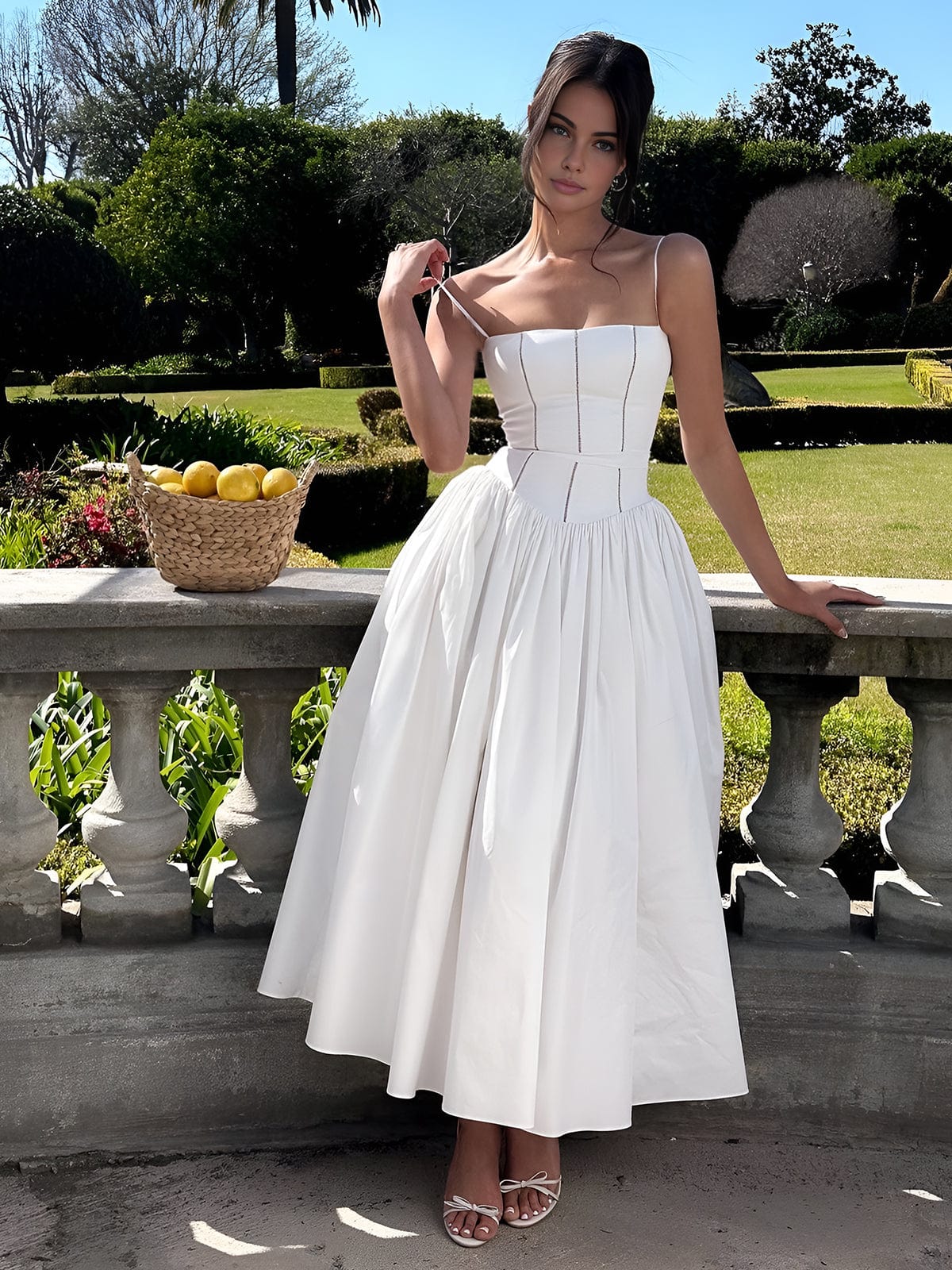 Women's Wedding Guest A-Line Corset-Style Midi Dress