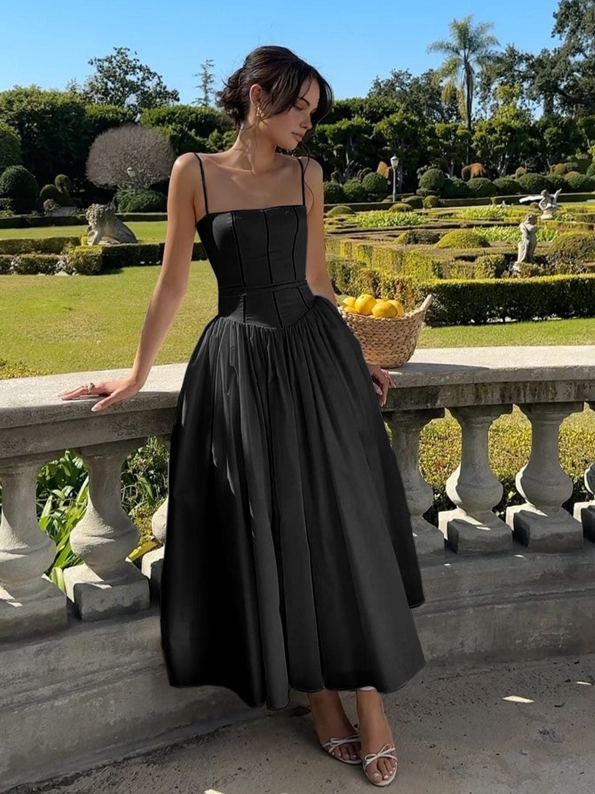 Women's Wedding Guest A-Line Corset-Style Midi Dress