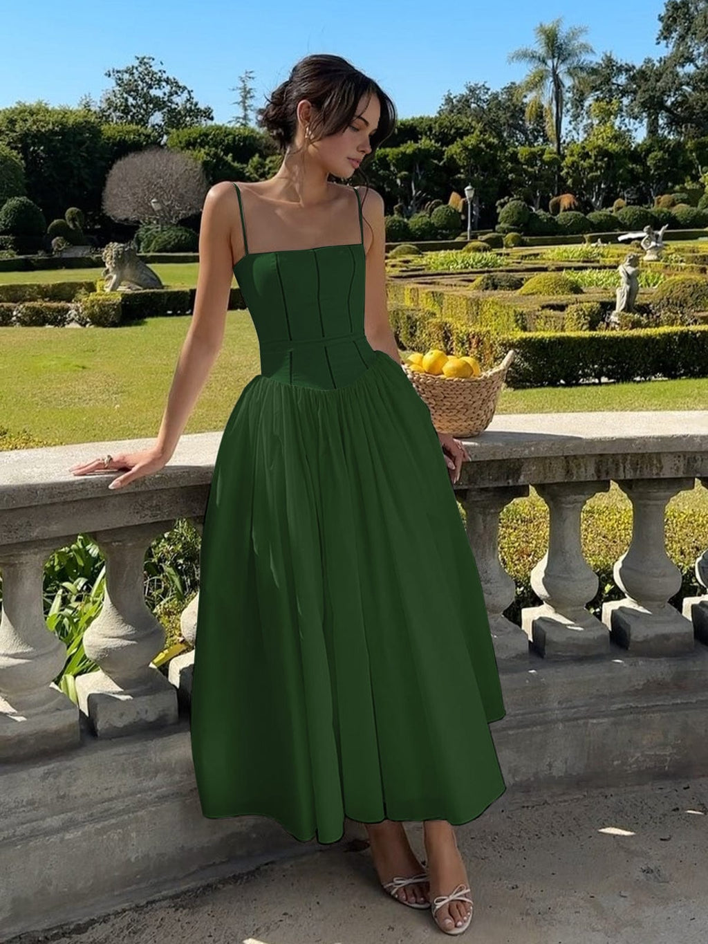 Women's Wedding Guest A-Line Corset-Style Midi Dress