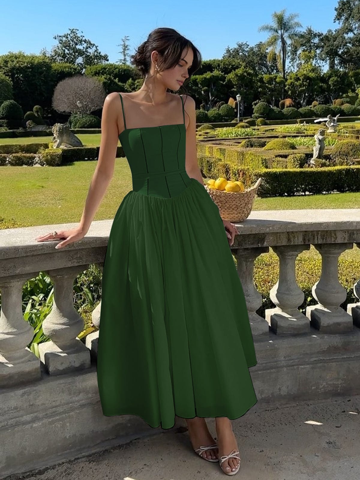 Women's Wedding Guest A-Line Corset-Style Midi Dress