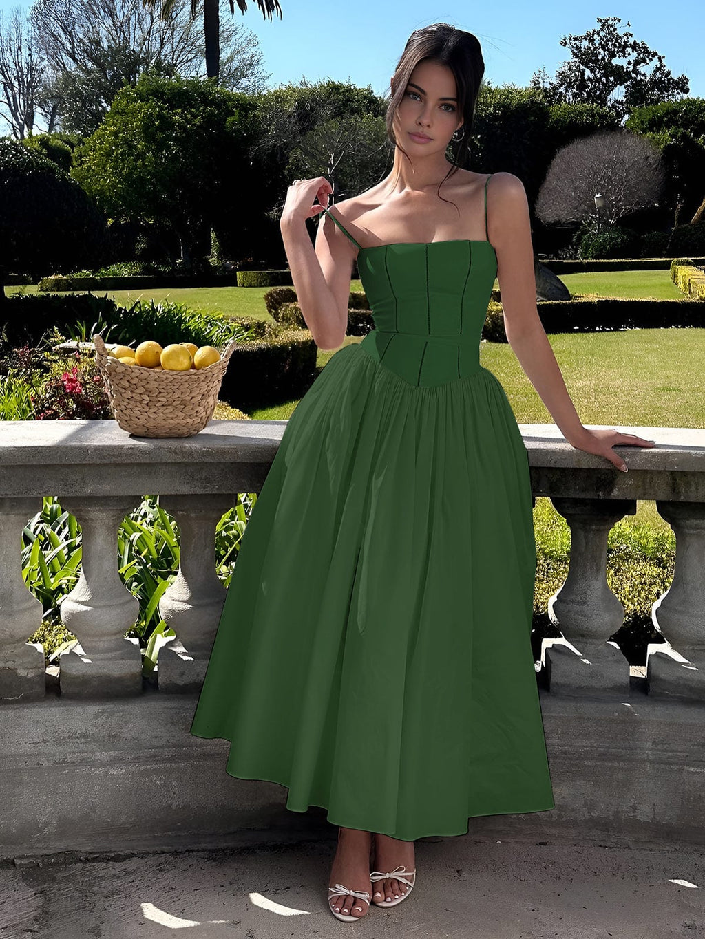 Women's Wedding Guest A-Line Corset-Style Midi Dress