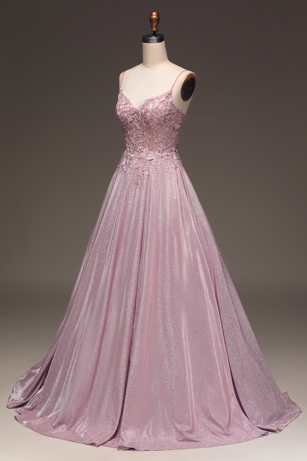 Women's Sheer Illusion Floral Bodice Evening Dress
