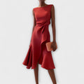 Women's Sculptural Ruffled Evening Midi Dress