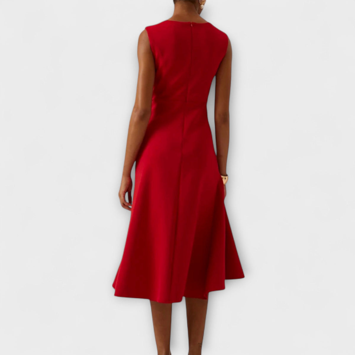 Women's Sculptural Ruffled Evening Midi Dress