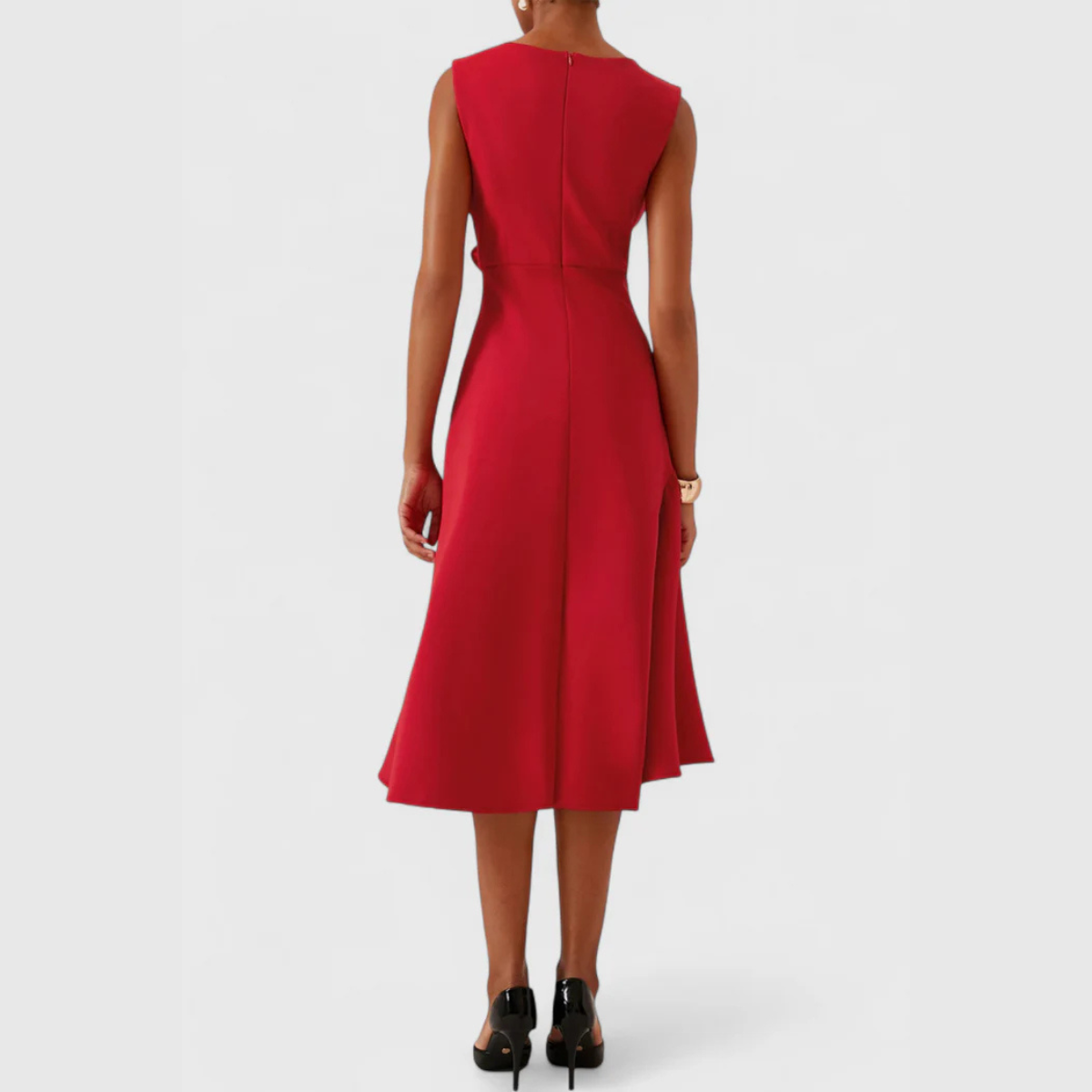 Women's Sculptural Ruffled Evening Midi Dress