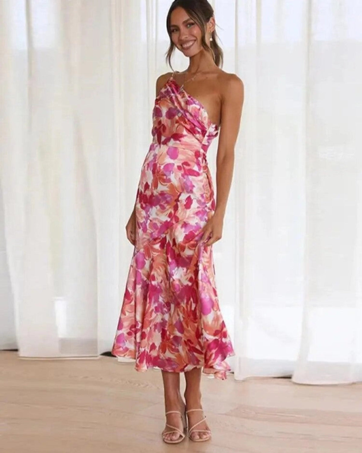 Women's Asymmetric Shoulder Garden Party Long Dress