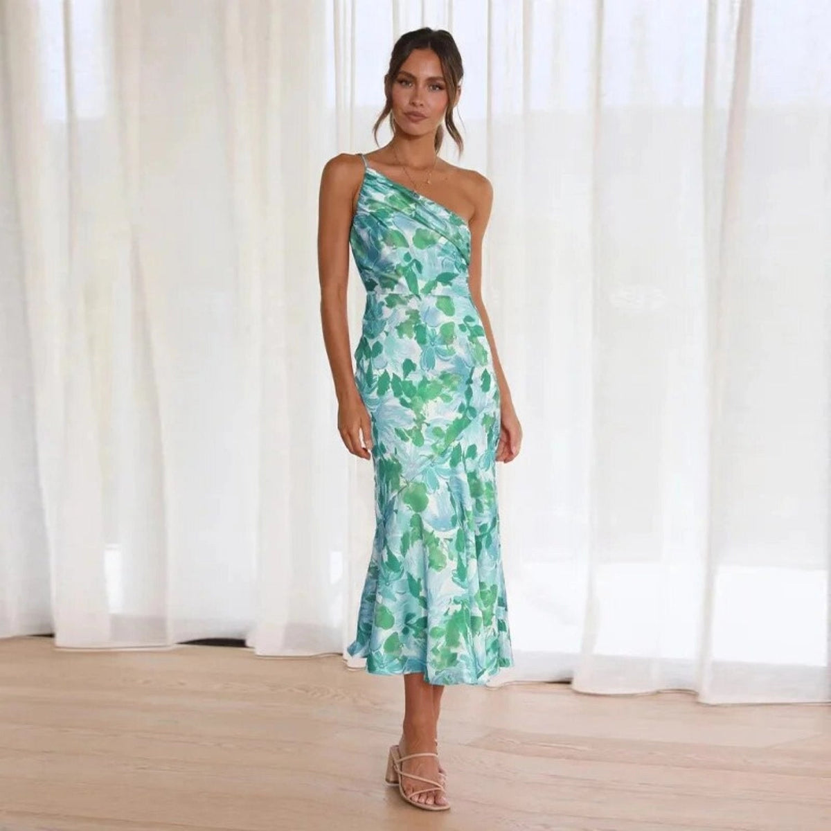 Women's Asymmetric Shoulder Garden Party Long Dress