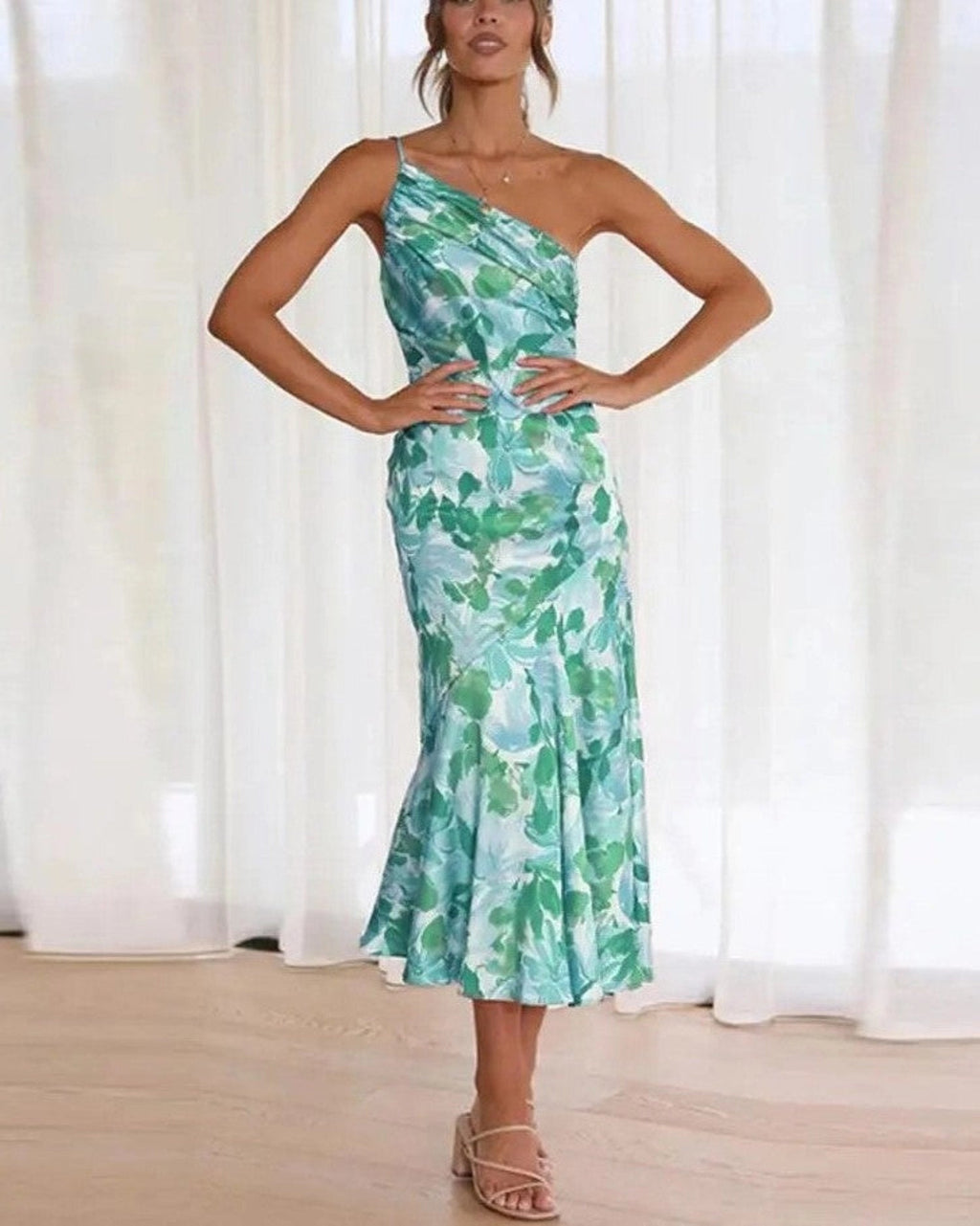 Women's Asymmetric Shoulder Garden Party Long Dress