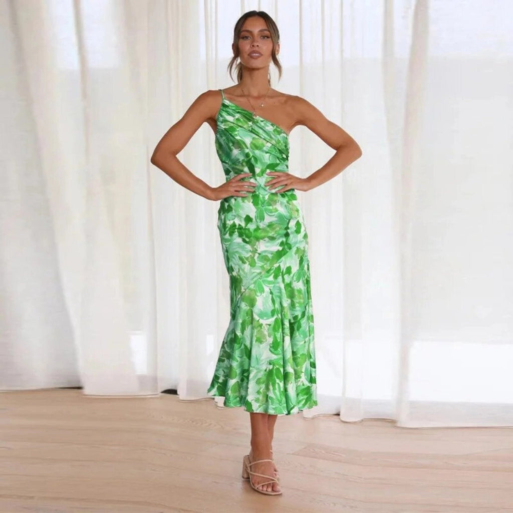 Women's Asymmetric Shoulder Garden Party Long Dress