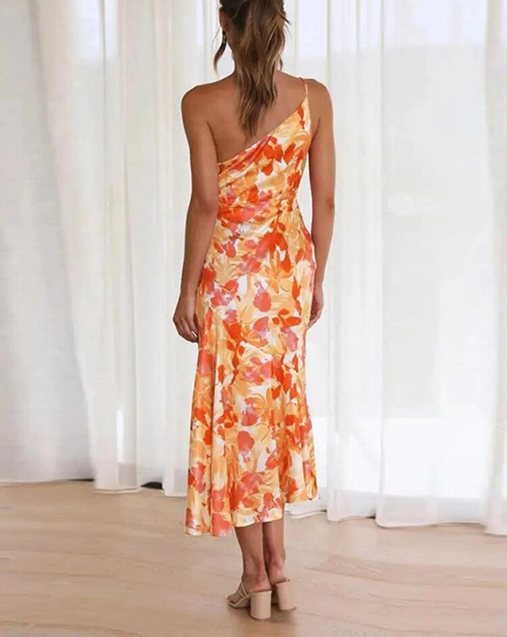 Women's Asymmetric Shoulder Garden Party Long Dress