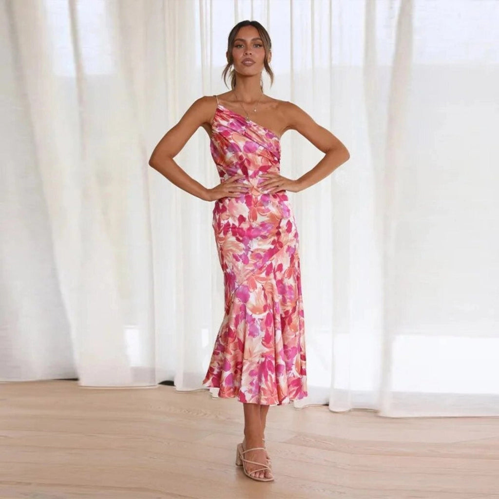 Women's Asymmetric Shoulder Garden Party Long Dress