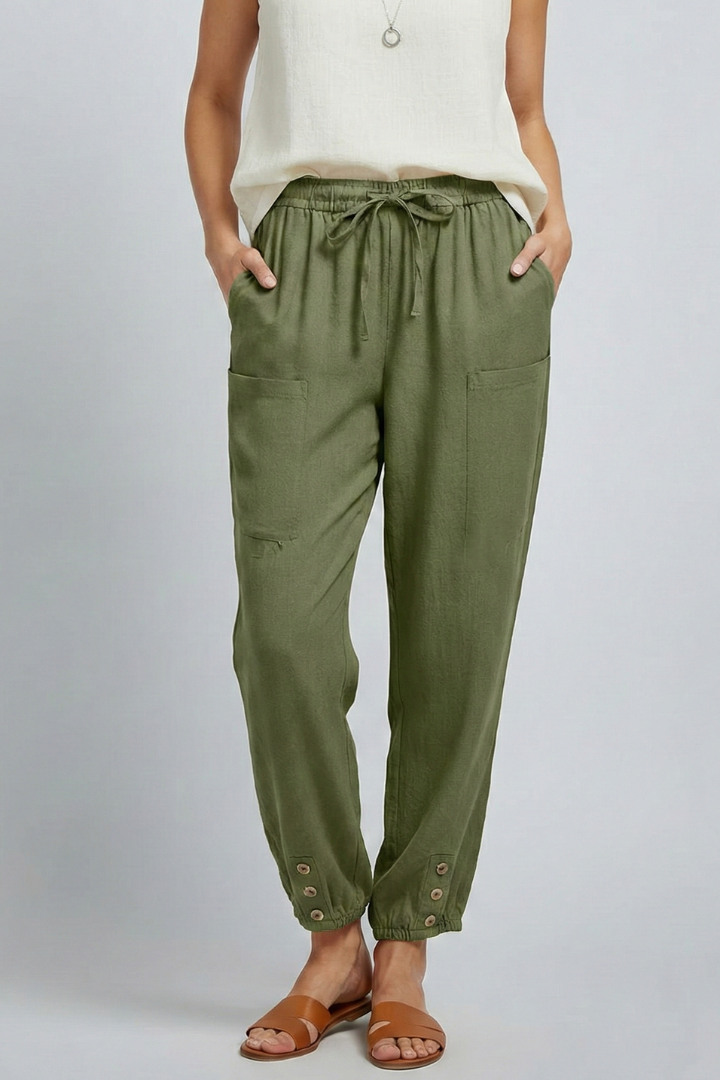 Women's Easy Warm-Weather Tie Waist Straight Pants