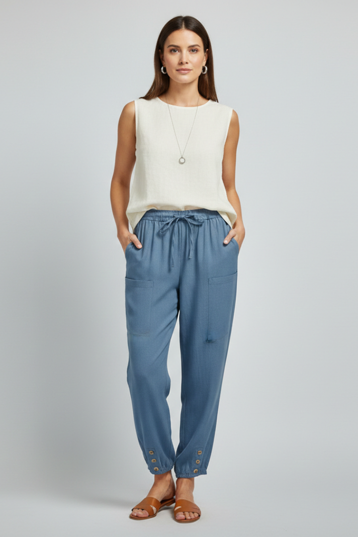 Women's Easy Warm-Weather Tie Waist Straight Pants