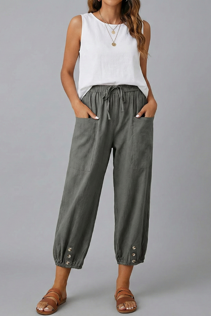 Women's Easy Warm-Weather Tie Waist Straight Pants