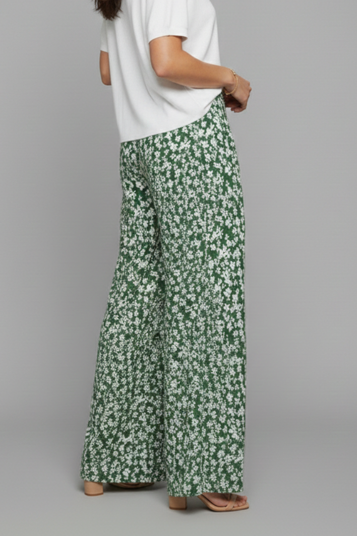 Women's Breezy Summer Flower Print Loose Palazzo Pants
