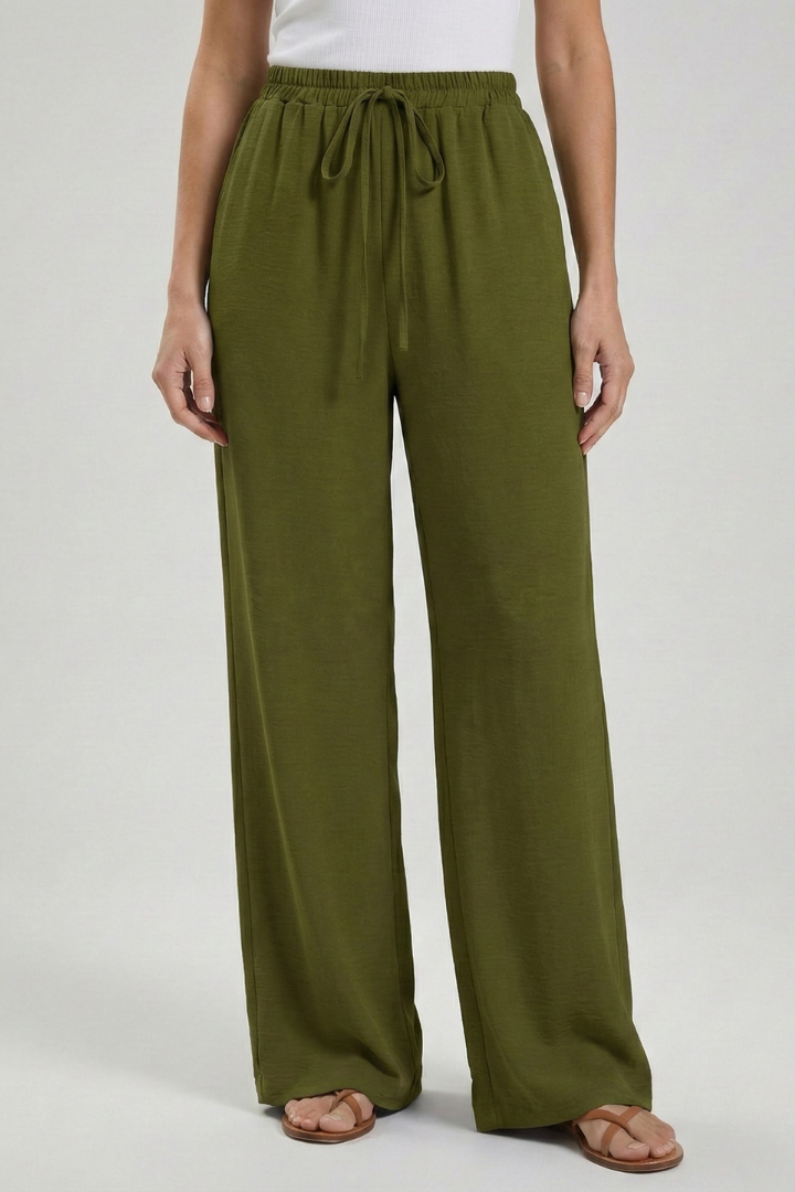 Women's Breezy Warm-Weather Palazzo Pants with Tie Waist