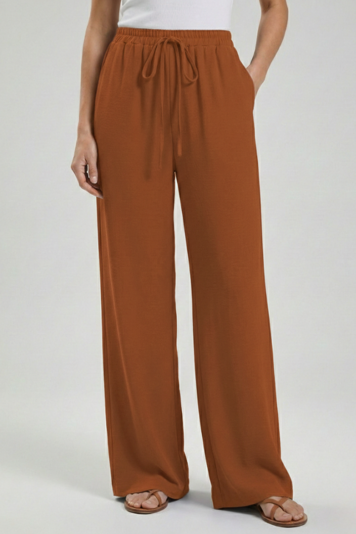 Women's Breezy Warm-Weather Palazzo Pants with Tie Waist
