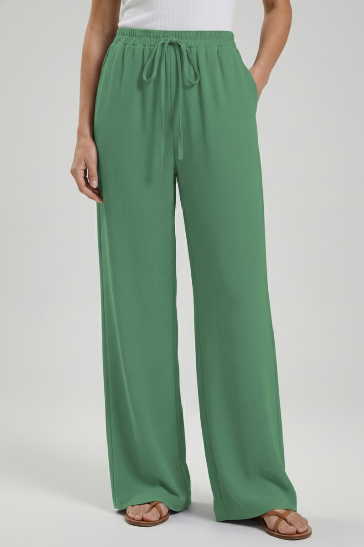 Women's Breezy Warm-Weather Palazzo Pants with Tie Waist