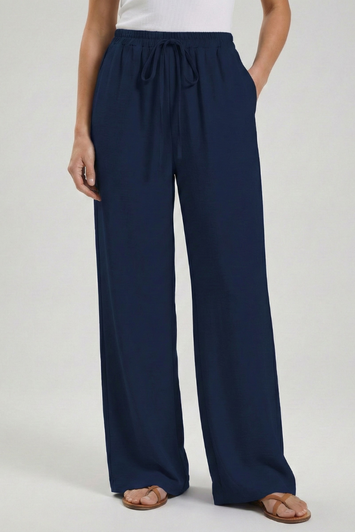 Women's Breezy Warm-Weather Palazzo Pants with Tie Waist