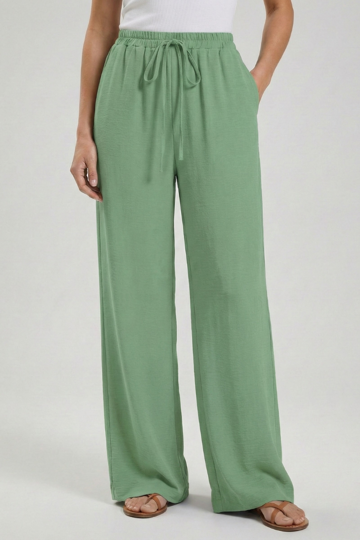 Women's Breezy Warm-Weather Palazzo Pants with Tie Waist