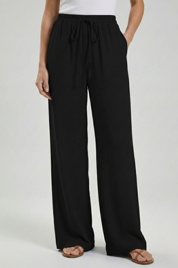 Women's Breezy Warm-Weather Palazzo Pants with Tie Waist