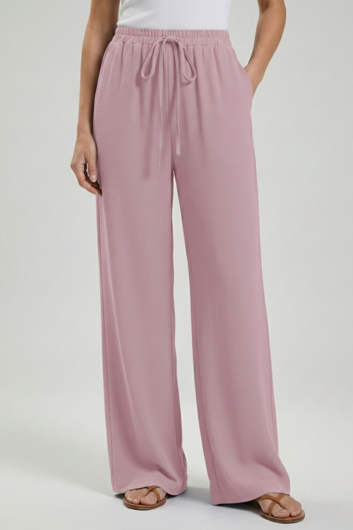 Women's Breezy Warm-Weather Palazzo Pants with Tie Waist