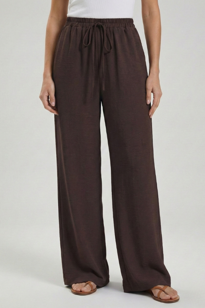 Women's Breezy Warm-Weather Palazzo Pants with Tie Waist