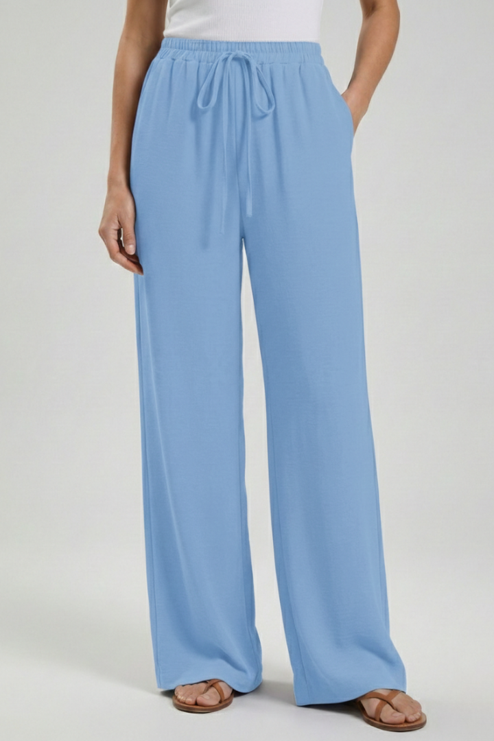 Women's Breezy Warm-Weather Palazzo Pants with Tie Waist