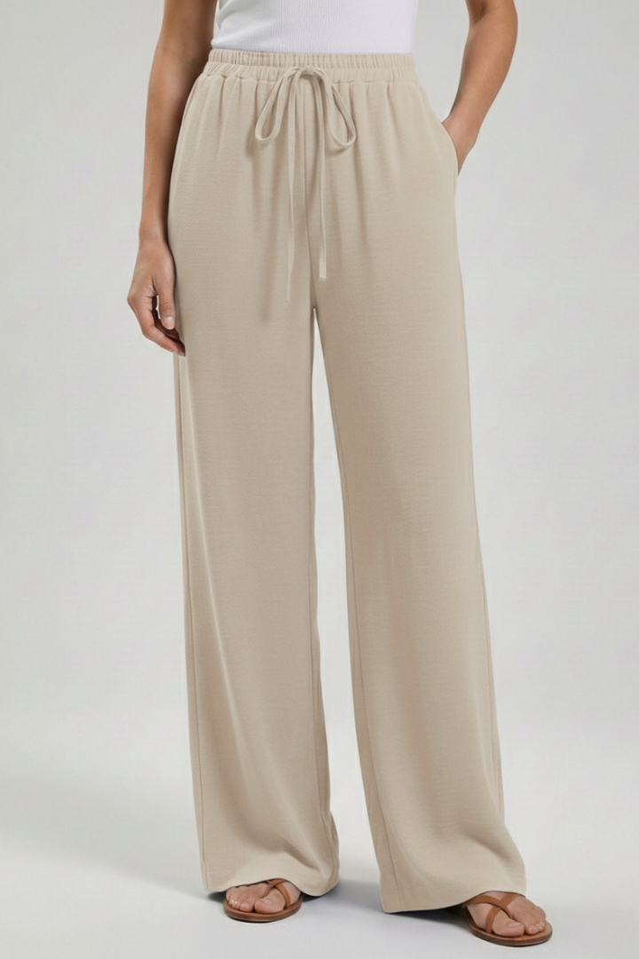 Women's Breezy Warm-Weather Palazzo Pants with Tie Waist