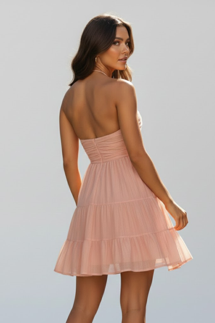 Women's Gathered Halter Neckline Party Mini Dress