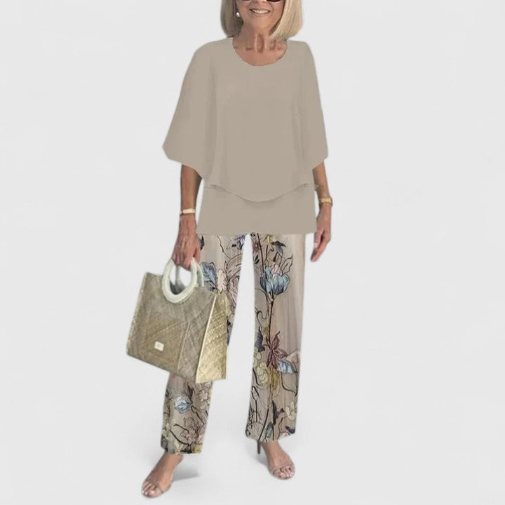 Women's Flowing Printed Matching Pants Outfit Set