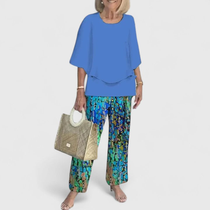 Women's Flowing Printed Matching Pants Outfit Set
