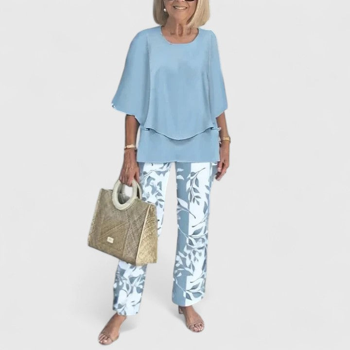 Women's Flowing Printed Matching Pants Outfit Set