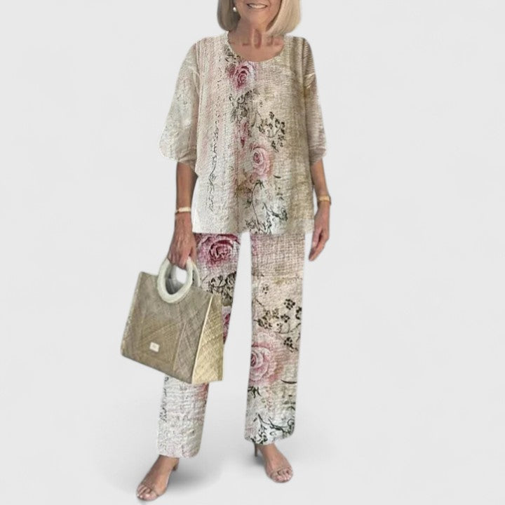 Women's Flowing Printed Matching Pants Outfit Set