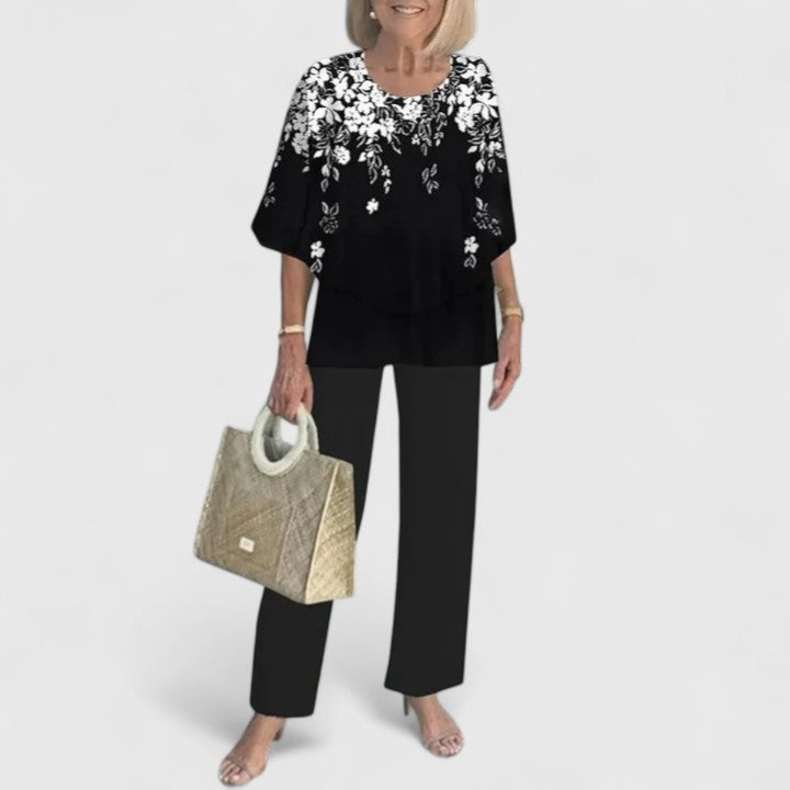 Women's Flowing Printed Matching Pants Outfit Set