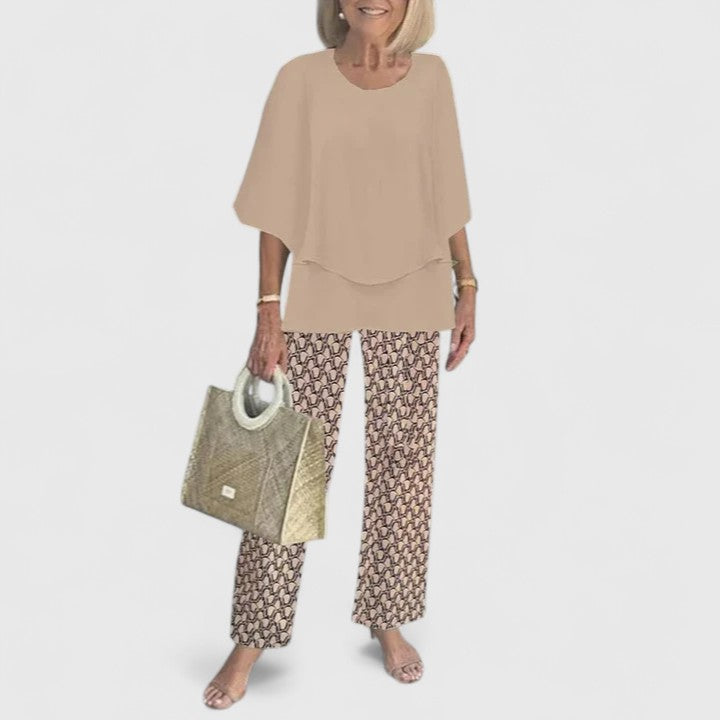 Women's Flowing Printed Matching Pants Outfit Set