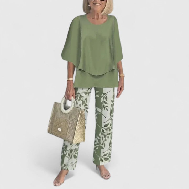 Women's Flowing Printed Matching Pants Outfit Set