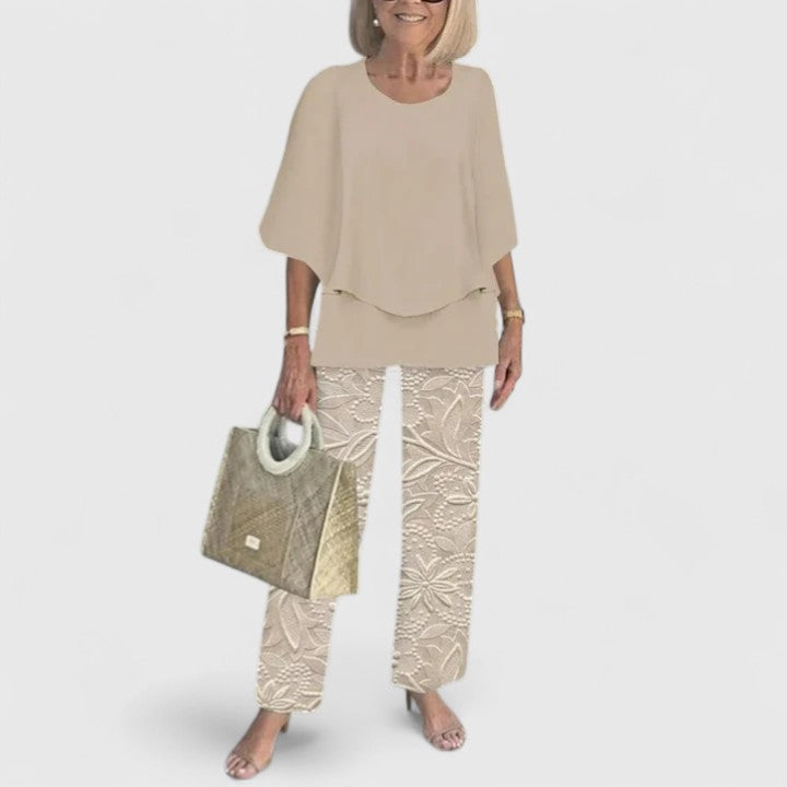 Women's Flowing Printed Matching Pants Outfit Set