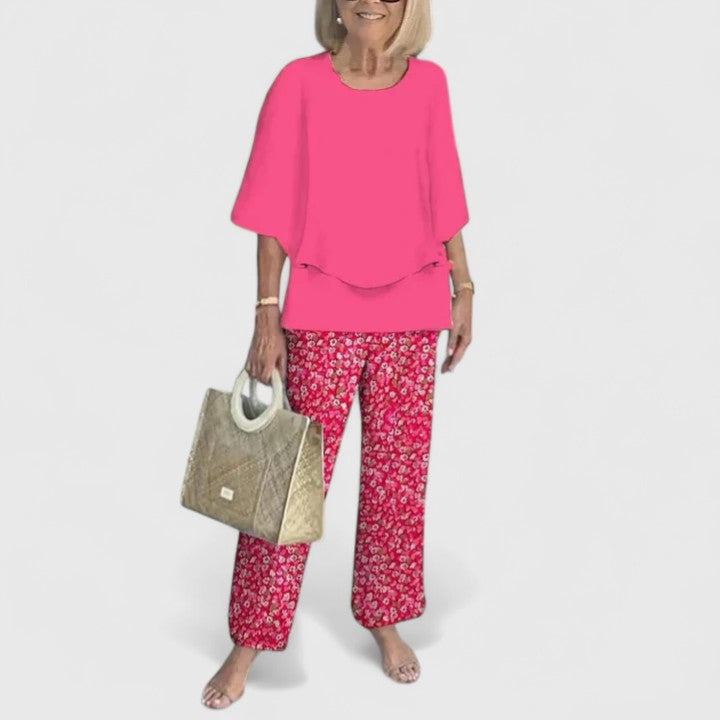 Women's Flowing Printed Matching Pants Outfit Set