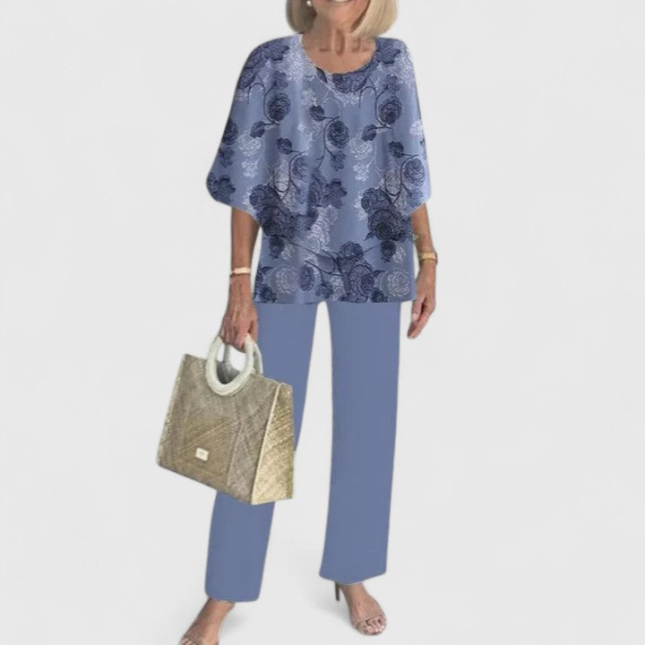 Women's Flowing Printed Matching Pants Outfit Set