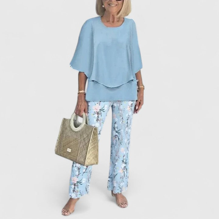 Women's Flowing Printed Matching Pants Outfit Set