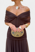 Women's Romantic Off-Shoulder Neckline Maxi Dress