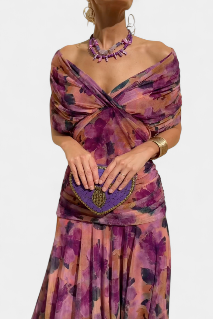 Women's Romantic Off-Shoulder Neckline Maxi Dress