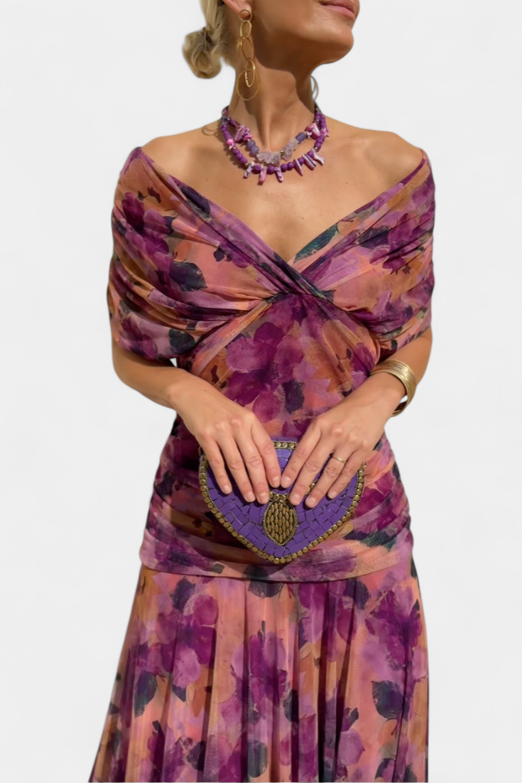 Women's Romantic Off-Shoulder Neckline Maxi Dress